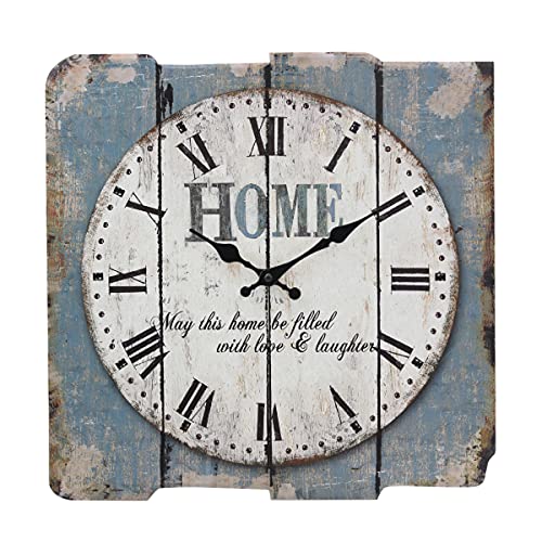 Stonebriar SB-6158A Worn Blue 15" Square White Wall Clock - Image 1