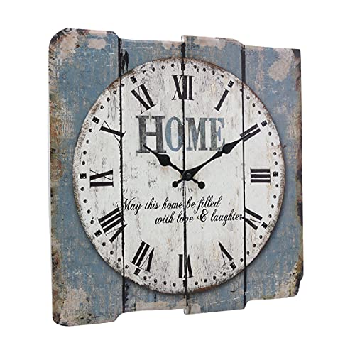 Stonebriar SB-6158A Worn Blue 15" Square White Wall Clock - Image 2