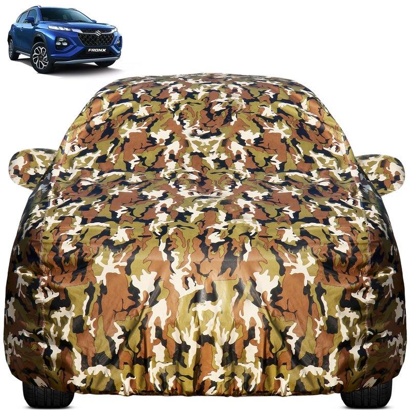 Pivalo Car Body Cover for Maruti Fronx All Model & Years (2023-2026) 100% Waterproof with Mirror Pockets, Triple Stitched Dustproof Heat Resistant UV Protection (Military/Jungle/Camouflage) - Image 2