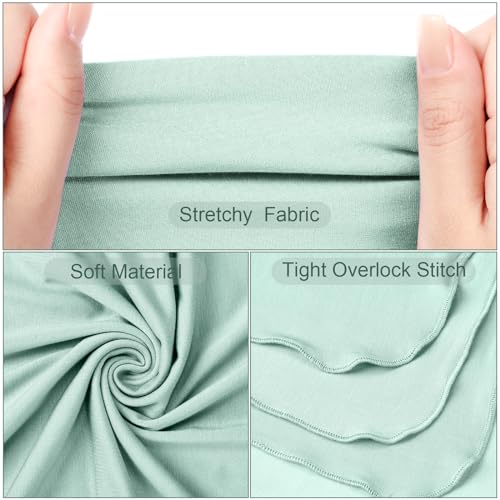 JaGely 2 Pcs Stretchy Baby Swaddle Blankets Set with Hats Extra Soft 47" x 47" Newborn Nursery Swaddle Wrap for Baby Girls and Boys(Green, Apricot) - Image 3