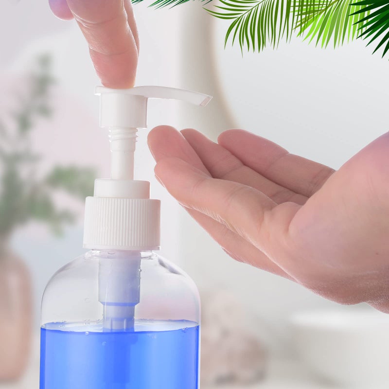 Eaasty 48 Pcs Pump Bottle Lotion Dispenser Refillable Shampoo Conditioner Hand Soap Dispenser Plastic Empty 8oz/250ml Clear Reusable Body Wash Container Bulk (Clear, White) - Image 4