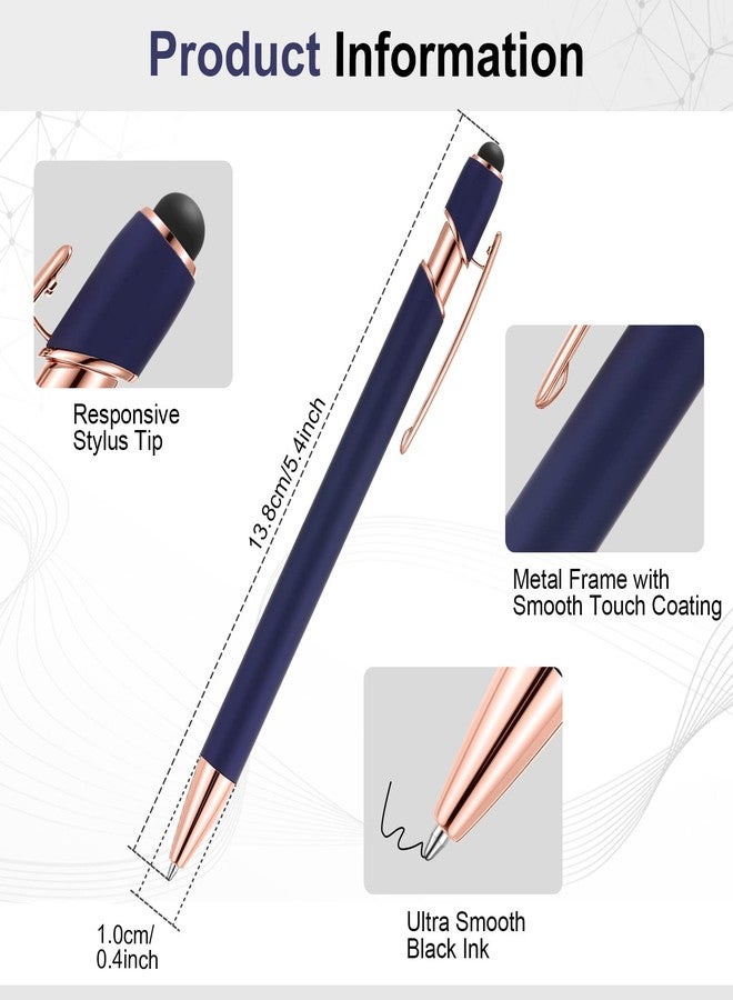Tenare 12 Pieces 2 in 1 Stylus Metal Ballpoint Pen with Stylus Tip, 1.0 mm Black Ink Ballpoint Pen for Touch Screens(Cyan and Rose Gold) - Image 3