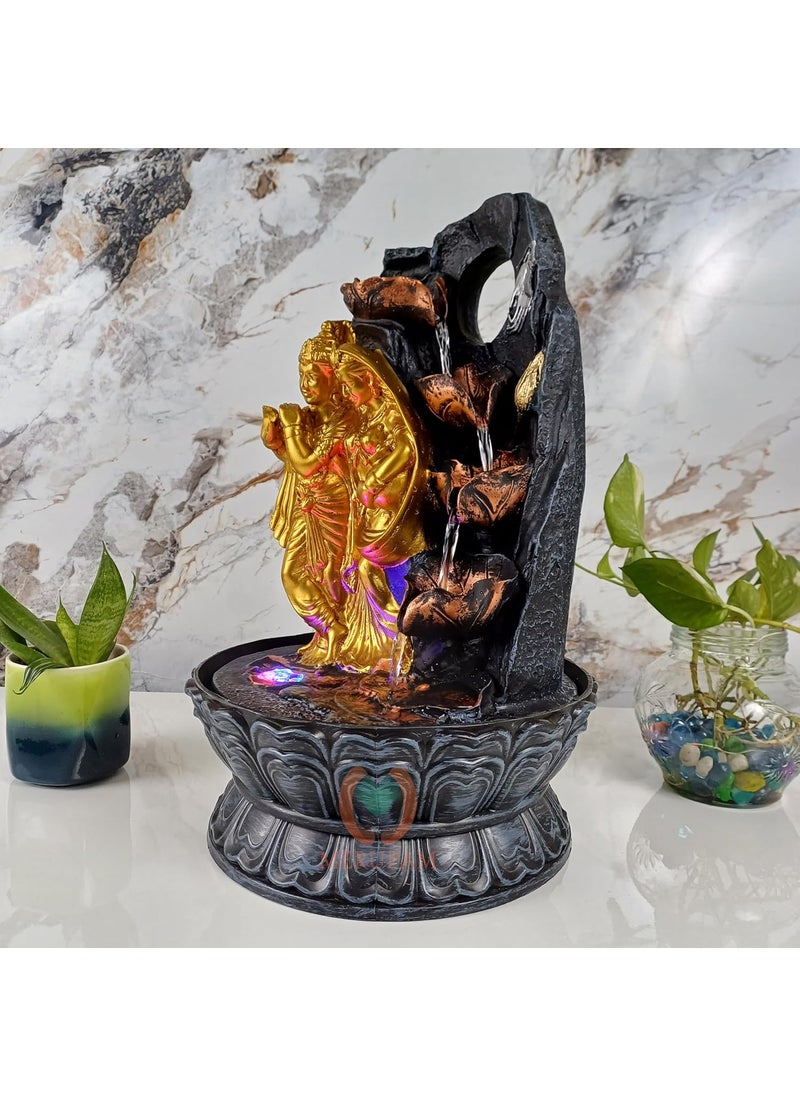 MERUPAM Merupam Radha Mohan Tabletop Water Fountain for Home Decor with Multicolor LED Light Meditation Relaxing Indoor Decoration Zen Fountain for Home Office Bedroom Decoration M38  - Image 2