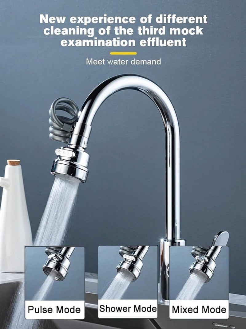 PAXCOO 1 Pack Sink Faucet Extender Professional Sink Sprayer Attachment 360 Rotatable Sink Faucet Extender Aerator with Stretchable Hose 3Function Sink Spray Nozzle with Adapter Spring Water Faucet - Image 3