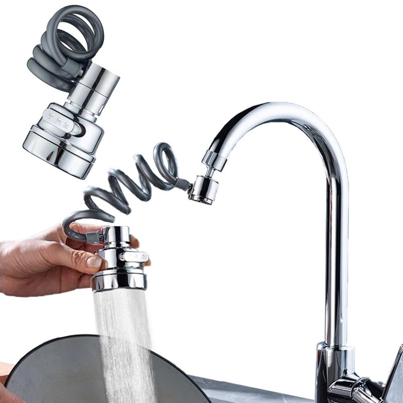 PAXCOO 1 Pack Sink Faucet Extender Professional Sink Sprayer Attachment 360 Rotatable Sink Faucet Extender Aerator with Stretchable Hose 3Function Sink Spray Nozzle with Adapter Spring Water Faucet - Image 1