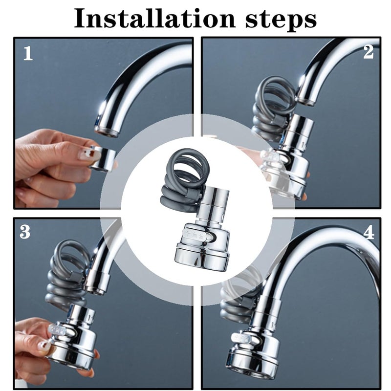 PAXCOO 1 Pack Sink Faucet Extender Professional Sink Sprayer Attachment 360 Rotatable Sink Faucet Extender Aerator with Stretchable Hose 3Function Sink Spray Nozzle with Adapter Spring Water Faucet - Image 2