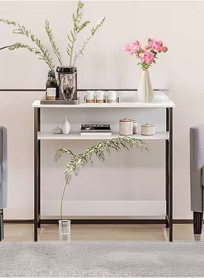 إيه جي دي طاولة ركن القهوة، طاولة مدخل كونسول، لترتيب وتنظيم احتياجاتك - ابيض / اسود - Image 4