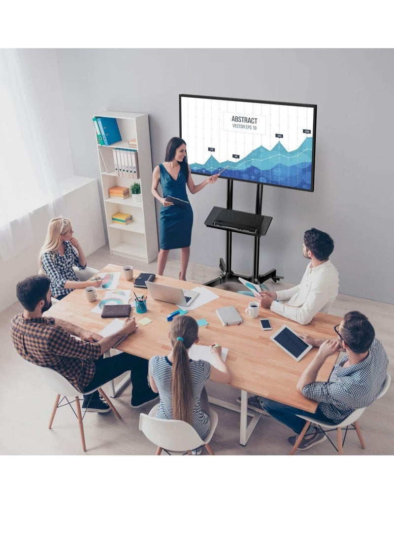 ELTRAZONE Mobile TV Cart with Wheels for 32-65 Inch LCD LED Plasma Flat Screen TVs- Height Adjustable Rolling TV Stand Hold up to 132 lbs- Floor Stand with Tray Max VESA 600x400mm - Image 2