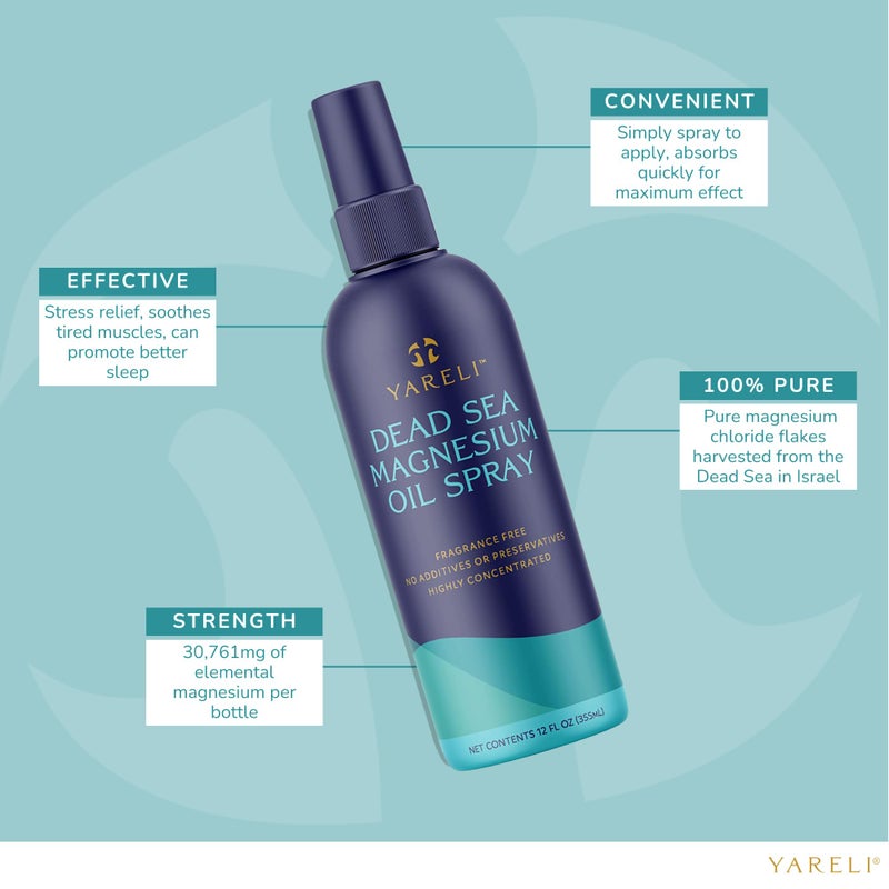Yareli Magnesium Oil Spray, Ultra Absorbent High Strength Dead Sea Magnesium, 12oz, for Better Sleep and Muscle Relaxation - Image 5