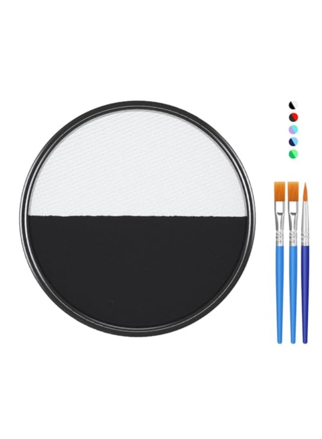 FREEORR Black White Face Body Paint Makeup Foundation 30g Water Activated Cream to Powder Face Body Paint Makeup for Halloween Costume Cosplay Theater Stage DressUp Makeup Matte Non Toxic - Image 1