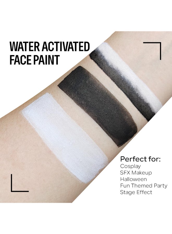 FREEORR Black White Face Body Paint Makeup Foundation 30g Water Activated Cream to Powder Face Body Paint Makeup for Halloween Costume Cosplay Theater Stage DressUp Makeup Matte Non Toxic - Image 4
