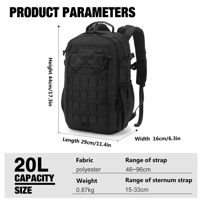 Mardingtop Small Military Tactical Backpack for Men 20L Molle Rucksack EDC Daypack for Hiking,Travel,Camping, Hunting - Image 2
