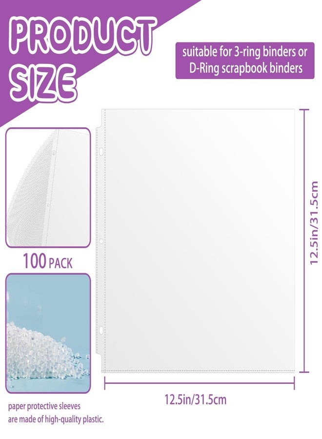 Vmiapxo 100 Pack 12" x 12" Scrapbook Page Protectors, Craft Paper Protective Sleeves Photo Vinyl Storage Pockets Organizer Scrapbook Binder Album Supplies for 3 Ring D-Ring Binder - Image 2