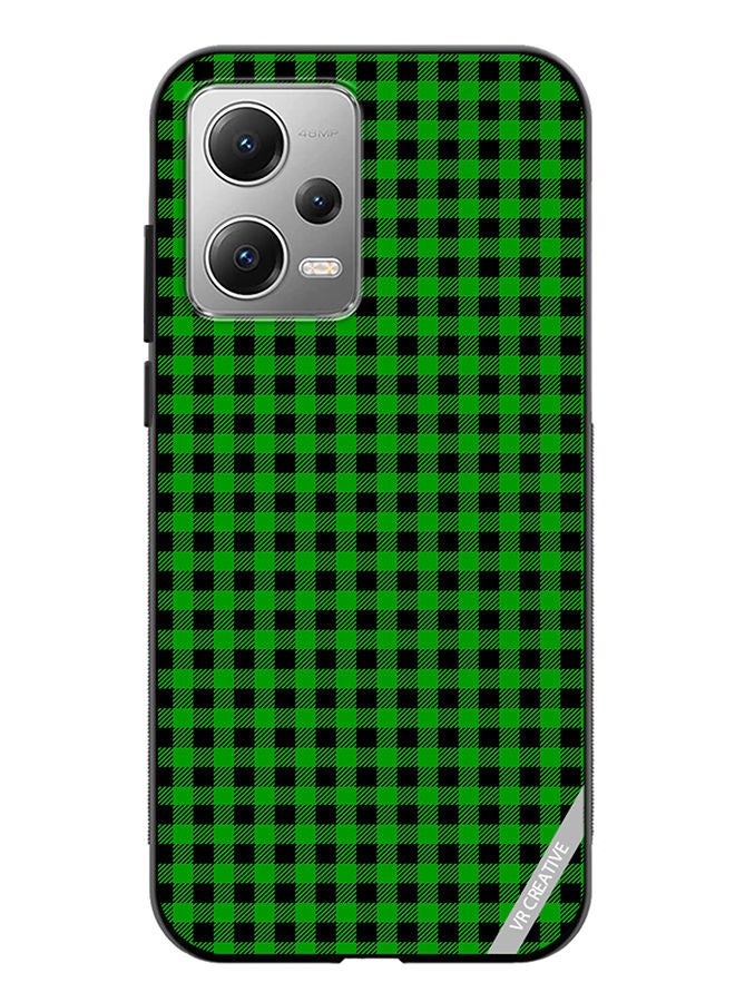 VR CREATIVE Protective Case Cover For Xiaomi Redmi Note 12 Green And Black Buffalo Plaid Texture Checkered Seamless Pattern Design Multicolour - Image 1