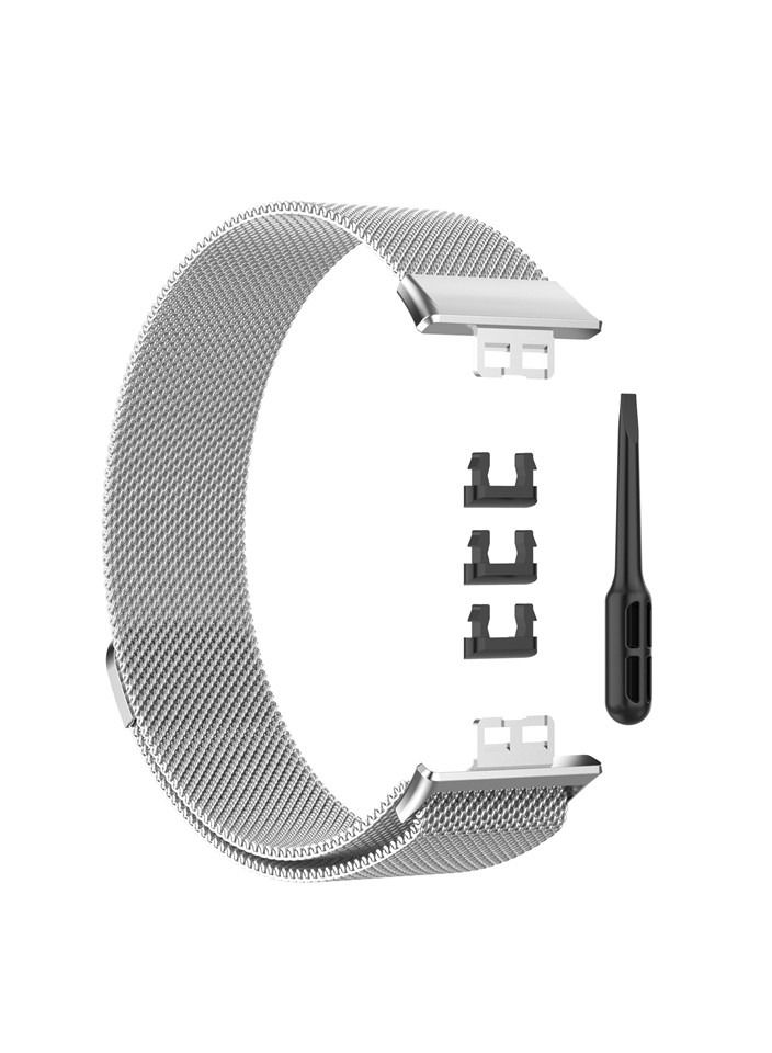 فون بلانيت Stainless Watch Band For Huawei Watch Fit Strap Solid color Fitness Sport Bands For Huawei Watch Fit(Silver) - Image 1