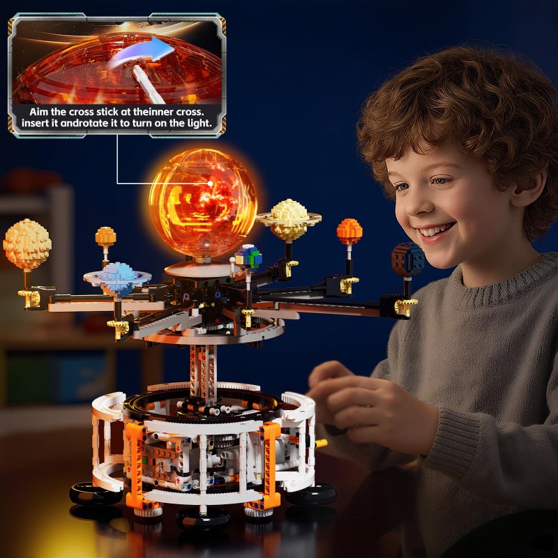 Dolive Dual-Mode Spinning Solar System Space Building Kit, STEM Model with Rotating Planets, Light-up Sun and Astronomy Educational Toys for Kids, Outer Space Birthday Gift for Ages 8+ (1282 PCS) - Image 5
