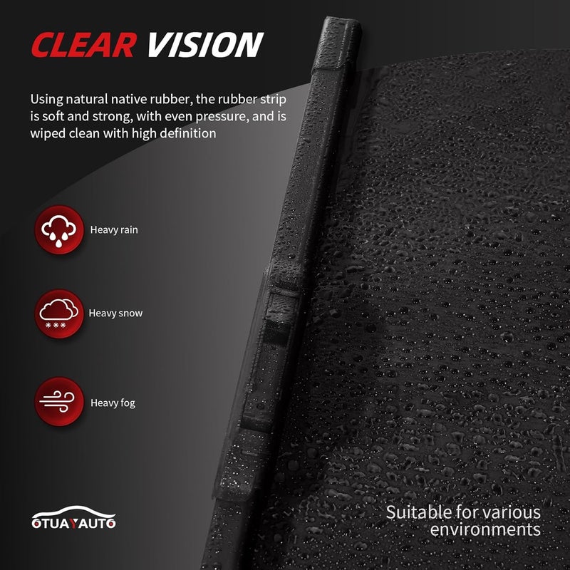 OTUAYAUTO Premium Windshield Wiper Blades - Replacement for Toyota RAV4 2006-2012 - Precision Fit, All-Weather Performance, Front and Rear Wiper Blades, U Hook - 24"+17"+12" (Pack of 3) - Image 5