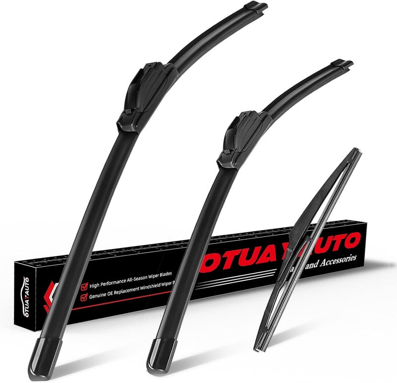 OTUAYAUTO Premium Windshield Wiper Blades - Replacement for Toyota RAV4 2006-2012 - Precision Fit, All-Weather Performance, Front and Rear Wiper Blades, U Hook - 24"+17"+12" (Pack of 3) - Image 1