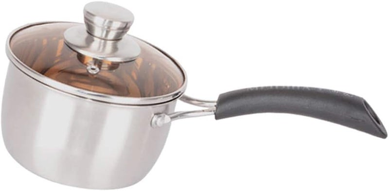 klarako Stainless Steel Saucepan with Glass Lid, Multipurpose Sauce Pan with Lid, Sauce Pot, Milk Coffee Butter Warmer Pot, Noodle Soup Cooking Pot  Silver, 14cm - Image 4