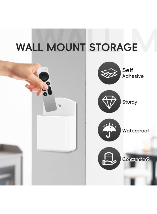 2 Pcs Wall Mount Remote Control Holder, Wall Mount Storage Box for TV and Air Conditioner Remote Controls, Self Adhesive, Wall Pen Holder Storage Accessories for Home Office School, White - Image 3