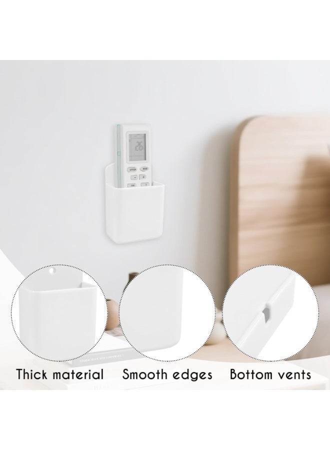 2 Pcs Wall Mount Remote Control Holder, Wall Mount Storage Box for TV and Air Conditioner Remote Controls, Self Adhesive, Wall Pen Holder Storage Accessories for Home Office School, White - Image 5