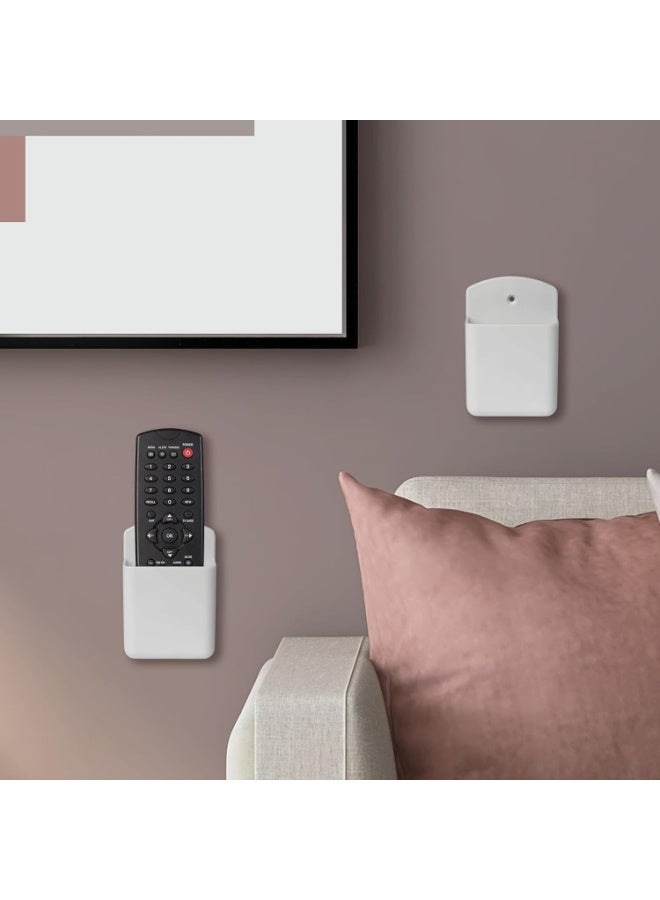 2 Pcs Wall Mount Remote Control Holder, Wall Mount Storage Box for TV and Air Conditioner Remote Controls, Self Adhesive, Wall Pen Holder Storage Accessories for Home Office School, White - Image 4