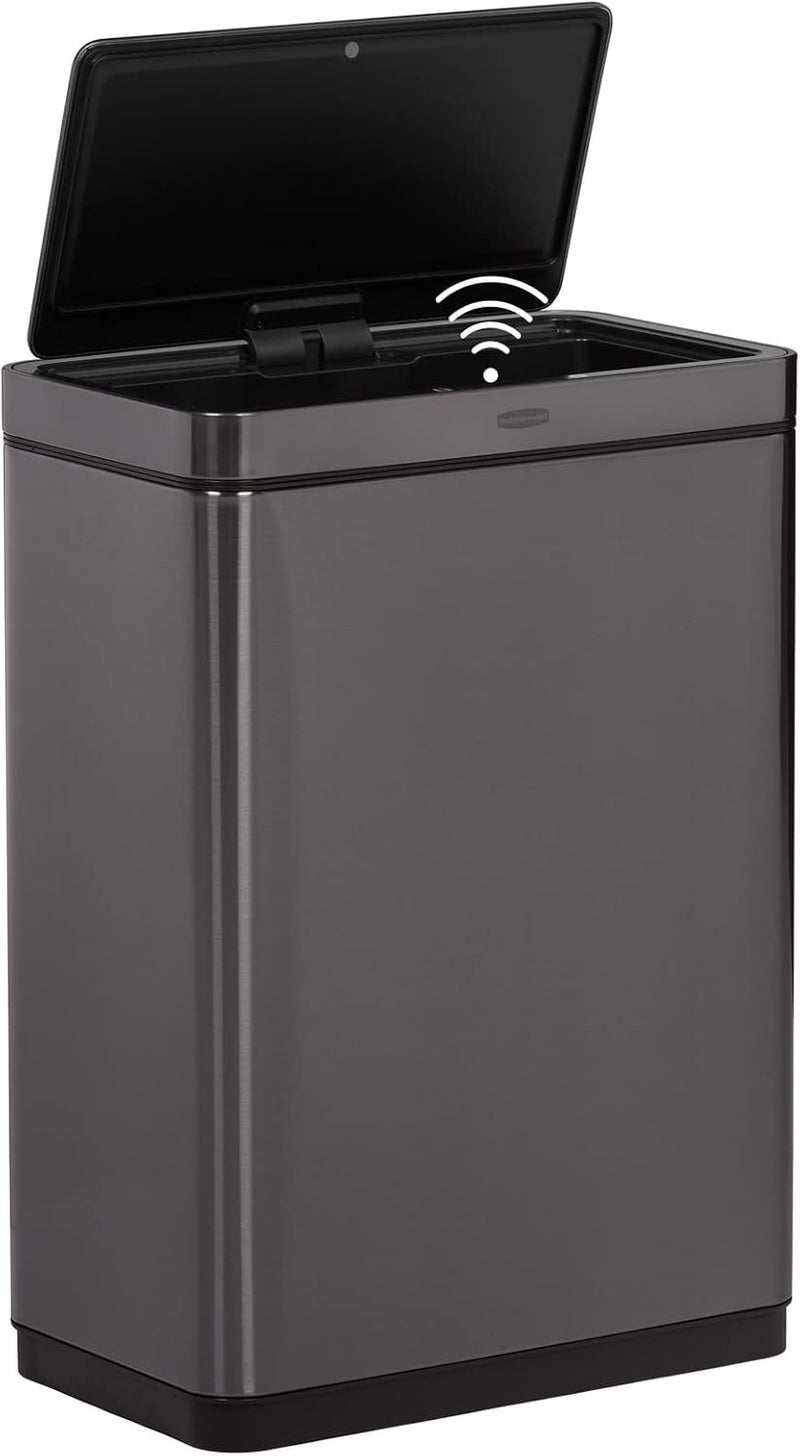 Rubbermaid Rubbermaid Elite Stainless Steel Sensor Trash Can for Home and Kitchen Batteries Included 124 Gallon Charcoal for HomeKitchenHotelLobbyOffice  - Image 1