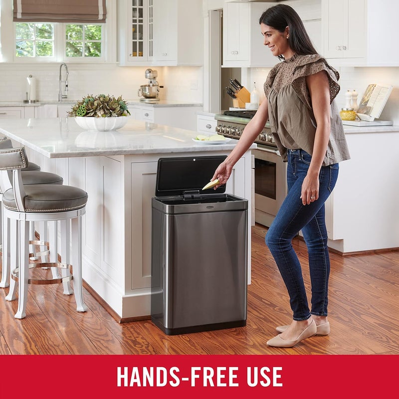 Rubbermaid Rubbermaid Elite Stainless Steel Sensor Trash Can for Home and Kitchen Batteries Included 124 Gallon Charcoal for HomeKitchenHotelLobbyOffice  - Image 2