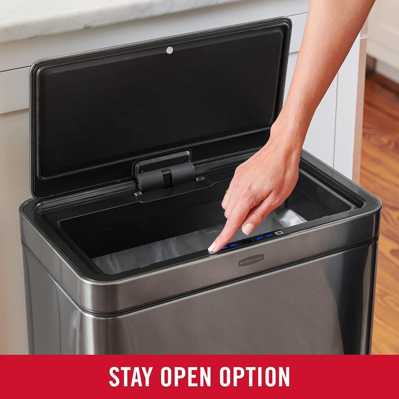 Rubbermaid Rubbermaid Elite Stainless Steel Sensor Trash Can for Home and Kitchen Batteries Included 124 Gallon Charcoal for HomeKitchenHotelLobbyOffice  - Image 5