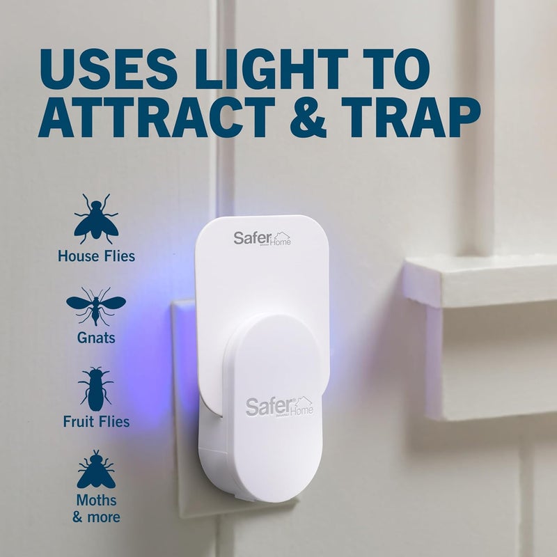 Safer Home Indoor Plug-In Fly Trap - SH502 - Effective Fruit Fly Traps for Indoors, Gnat Traps for House Indoor, 400 Sq Ft Protection - Style: 1 Device + 2 Glue Cards - Image 4