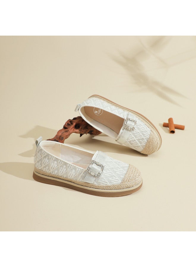 SAFIYA Saturday's Fisherman Shoes For Women, Spring And Autumn Style, National Style Woven With Rhinestone Square Buckle, Flat Sole Slip-on Lazy Shoes - Image 5