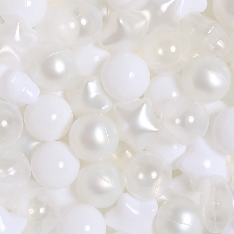 TRENDPLAY Star Ball Pit Balls for Toddlers 100 Count Star Balls Different Shapes NonToxic Plastic Balls Boys Girls Festival Party Decoration Pearl White White Clear - Image 2