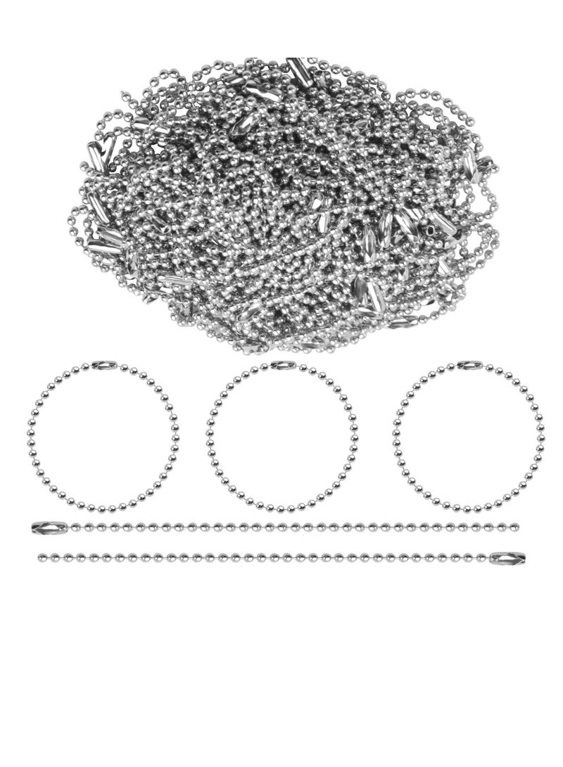 SUNSAR etal Ball Chain with Connector Clasp, 100 Pieces, 120mm Length, 2.4mm Diameter, Dog Tag Keychain Rings - Image 1