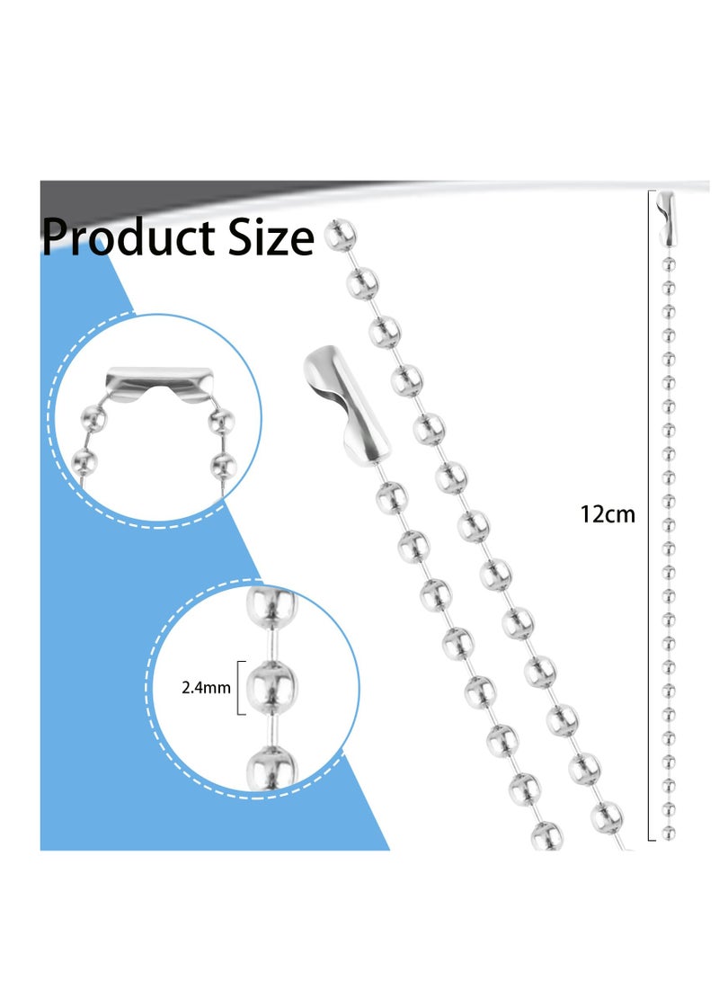 SUNSAR etal Ball Chain with Connector Clasp, 100 Pieces, 120mm Length, 2.4mm Diameter, Dog Tag Keychain Rings - Image 2