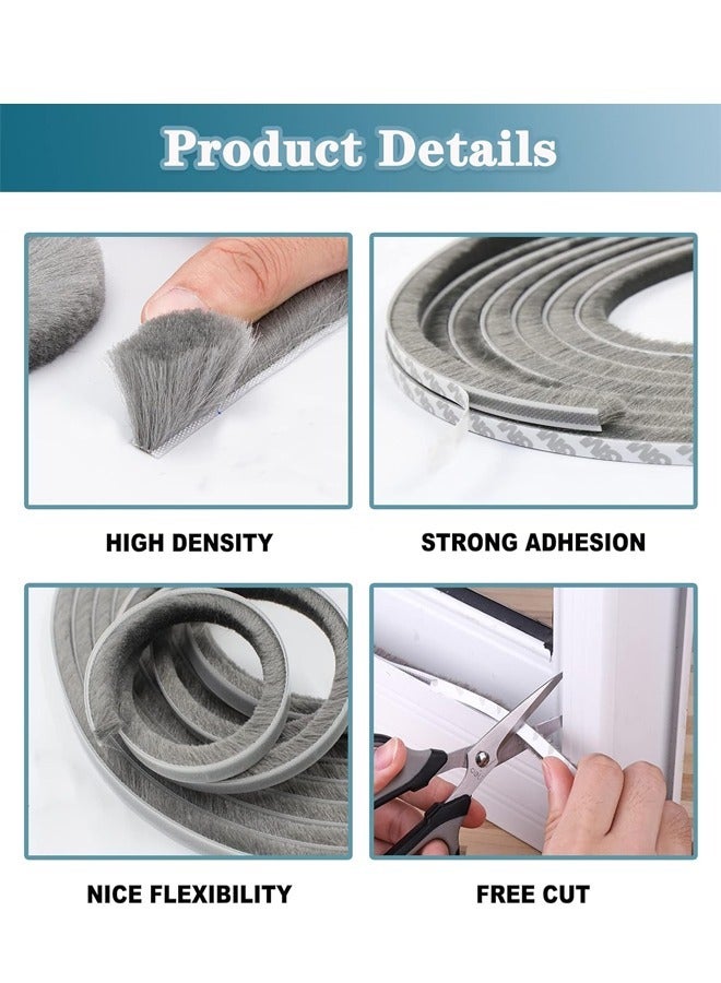 Weather Stripping Door Seal, Self Adhesive Brush Weather Seal Strip for Windows and Doors Felt Door Seal Window Insulation Sealing Strip Brush Weatherstrip - Image 3