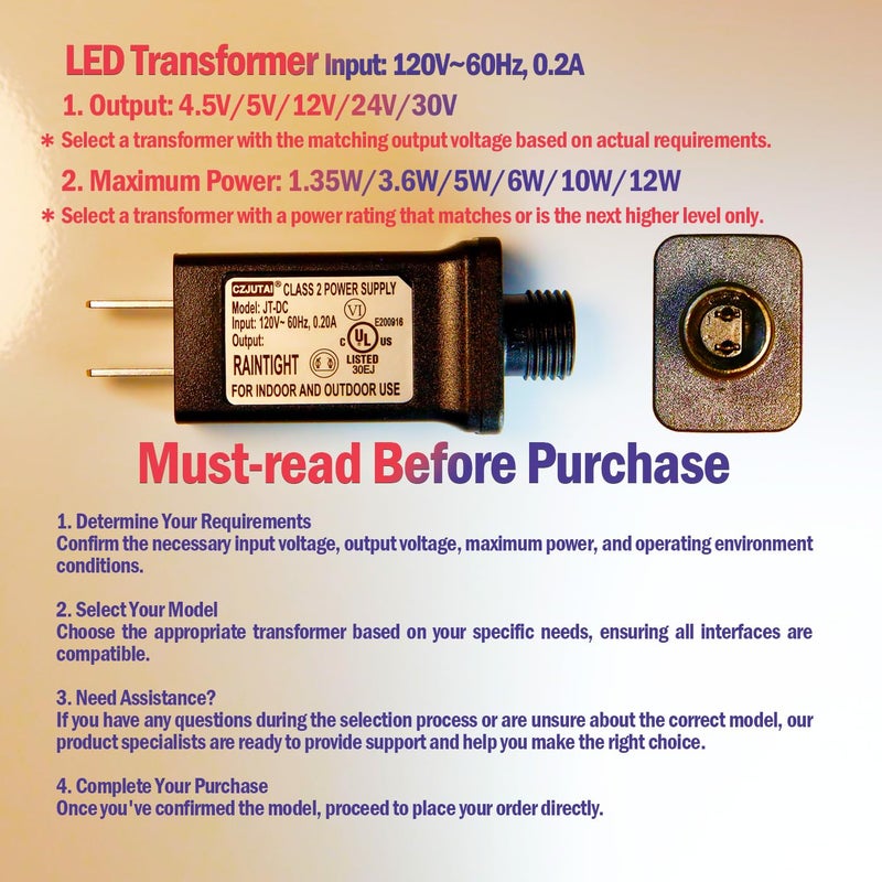 TYBEEU 12V LED Christmas Tree & Strip Light Adapter – Class 2 Power Supply (JT-DC120V1000-F), UL Listed for US Standards. Designed for 12V Output Devices. See Details for More Compatible Models. - Image 5