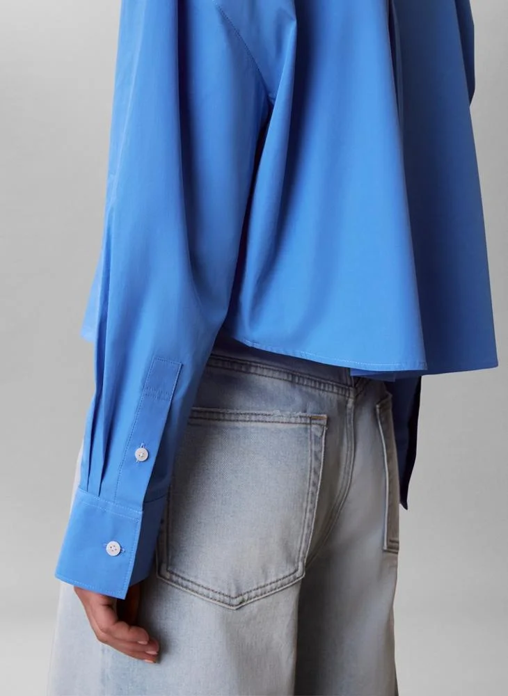 Calvin Klein Jeans  Monogram Cropped Poplin Shirt for Women | Best Price UAE