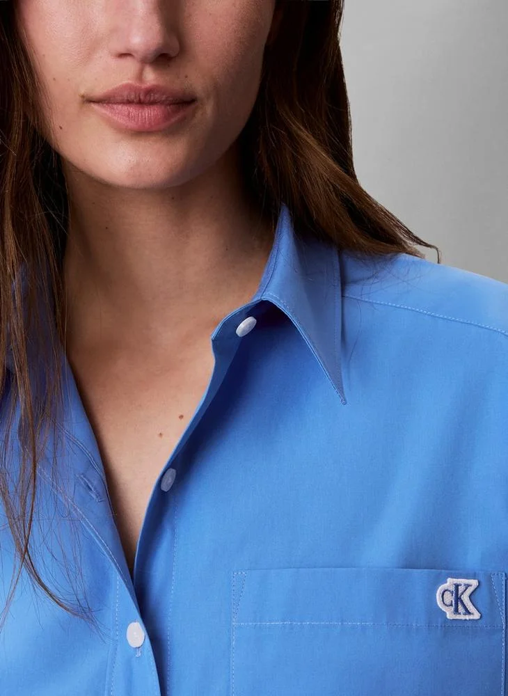 Calvin Klein Jeans  Monogram Cropped Poplin Shirt for Women | Best Price UAE