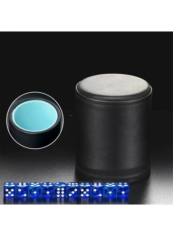 Leather Dice Cup Dice Stacking Shaker Cup Bar Pub Club Liar Games Dice Rolling Set With 10 Dices For Yahtzee Farkle Party Games Gift