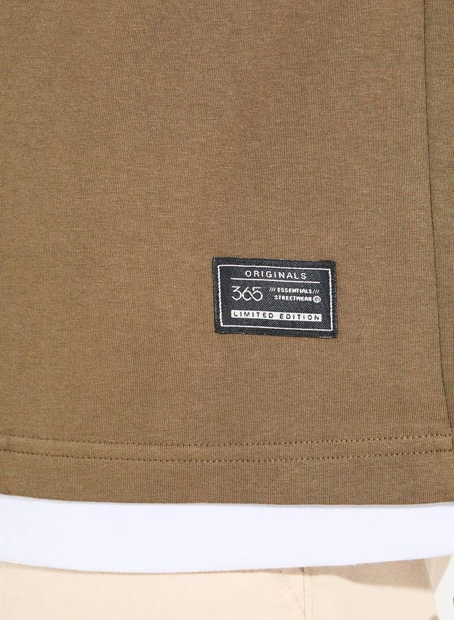 Styli Contrast Panel Oversized T-Shirt with Badge Detail