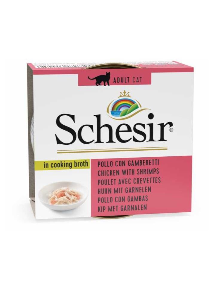 Schesir Cat Can Broth-Wet Food Chicken With Shrimps 70g 1Pc  - Image 1