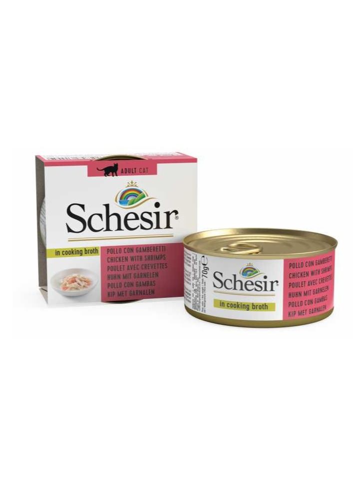 Schesir Cat Can Broth-Wet Food Chicken With Shrimps 70g 1Pc  - Image 3