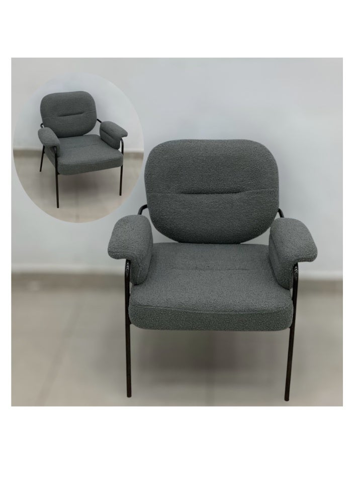 SMART HOME Dining Chair Set Consisting Of Two Chairs, A Comfortable And Modern Padded Chair For The Living Room, A Luxurious Dining Chair With A Modern And Comfortable Design - High-Quality Fabric Upholstery In Dark Grey Color - Durable Metal Legs In Black - Ideal For Dining Rooms, Restaurants, And Cafes  - Image 2
