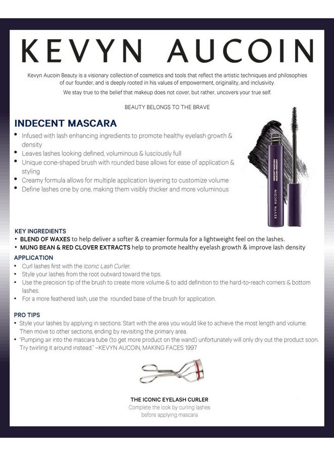 Kevyn Aucoin Indecent Mascara Black: Thin Cone Shaped Brush. Creamy Lash Condition Formula. Dramatic And Natural Look. Long Wear. Clump & Flake Free. Pro Makeup Artist Go To For Defined Fuller Lashes - Image 5