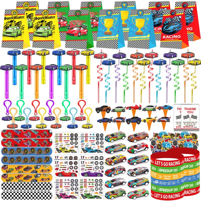 PLOUGVI 232PCS Race Car Birthday Party Favors Decorations Supplies Goodie Bag Stuffer Pinata Filler Cars Themed Favors for Wheel Birthday Decorations - Image 2