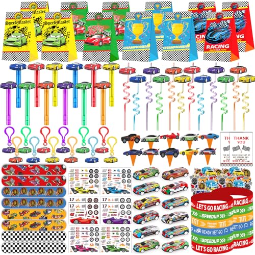 PLOUGVI 232PCS Race Car Birthday Party Favors Decorations Supplies Goodie Bag Stuffer Pinata Filler Cars Themed Favors for Wheel Birthday Decorations - Image 1
