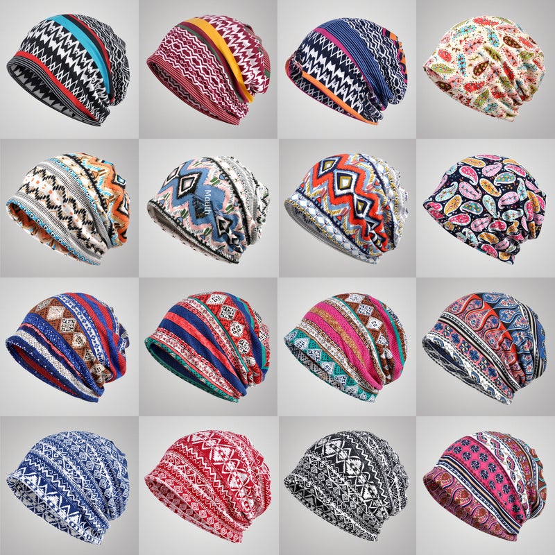 Spring Autumn and Winter Pullover Cap Women's Moon Hat Bib Dual-purpose Ethnic Style Velvet Warm Tapes Hat Women's Bag Headgear Style 4 Black - Image 3