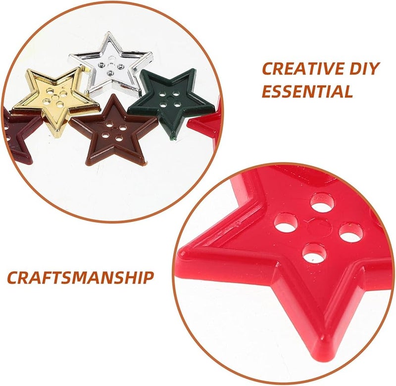 180pcs Colorful Star Plastic Sewing Buttons Smooth Finish for DIY Crafts Clothing Art Projects Home Decor - Image 4