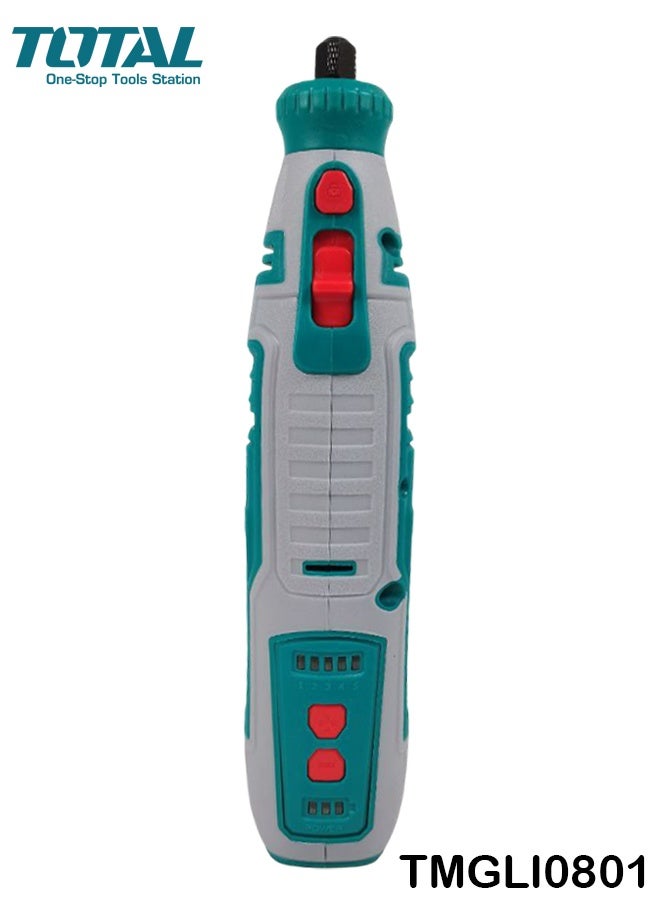 TOTAL TMGLI0801 8V Cordless Lithium-Ion Rotary Grinder Kit, 5-Speed (5000-28000 RPM), Type-C Charging, 20cm Length, 67 Pcs Accessories Set for DIY Crafting, Engraving, and Polishing - Image 1