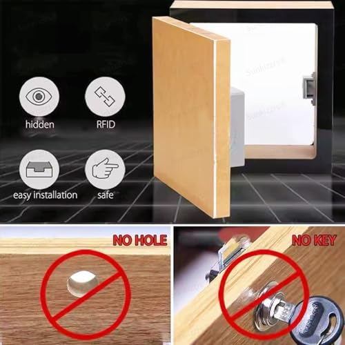 Sunkizzrs® RFID Electronic Drawer Lock — Smart NFC Cabinet Locks — Hidden Card Lock for Drawer/Cabinet/Locker/Cupboard/Wardrobe with 1 Pcs IC Cards & 3 Pcs NFC Tags - Image 5